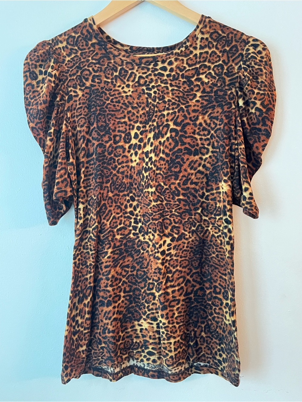 Catherine Malandrino Leopard Print Short Sleeve Top - Brown/Black
